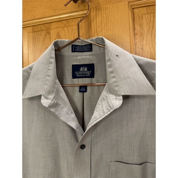 Men's Stafford Wrinkle Free 15.5 34/35 Grey Cotton Blend Never Worn - Picture 2 of 5